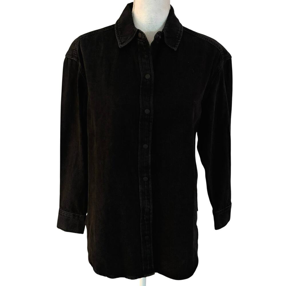 NEW Calvin Klein Jeans Size XS Denim Jean Shirt Black Snap Front Long Sleeves